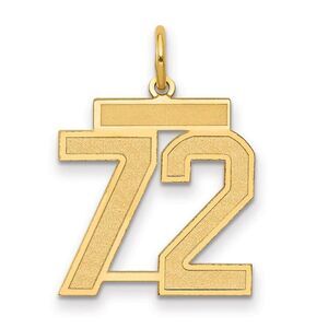14k Yellow Gold, Jersey Collection, Medium Number 72 Pendant